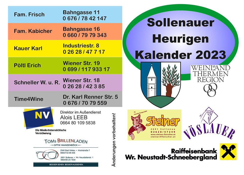 Heurigenkalender Sollenau 2023